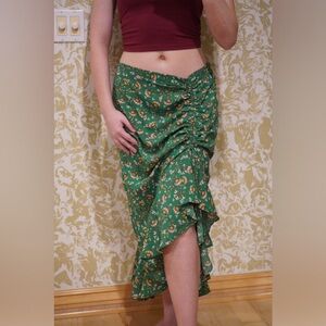 NWT Max Studio Asymmetrical Salsa Dancing Floral Scrunch Skirt
